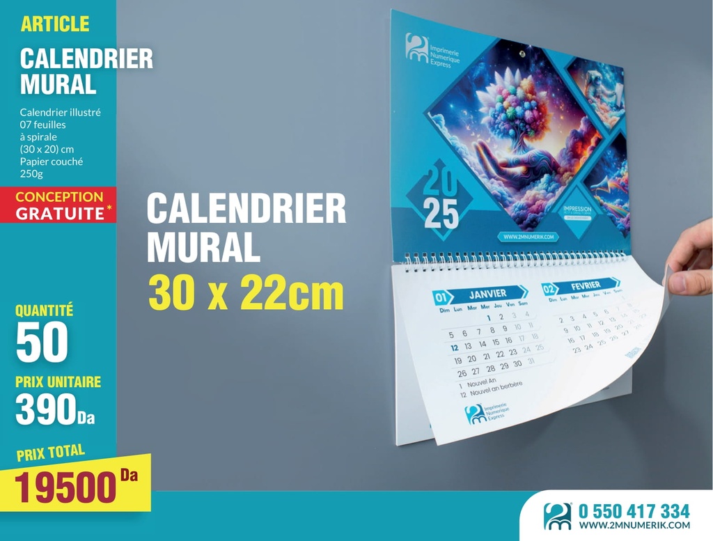 Calendrier mural 30X22cm